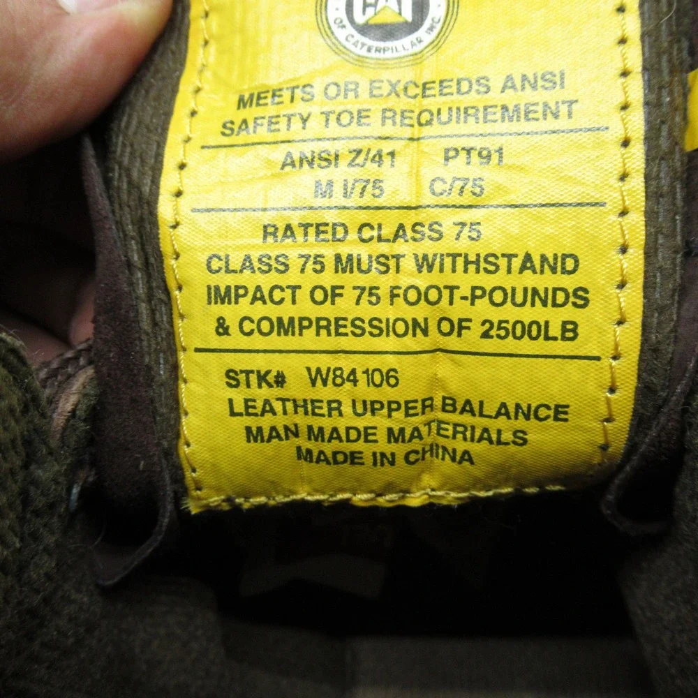 Caterpillar Work Boots Mens 11M Brown Steel Toe Leather Second Shift Lace‎ Up